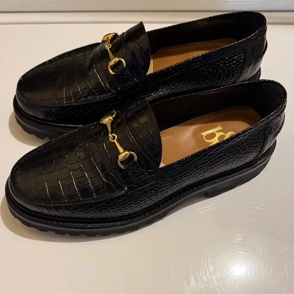 Blackstock & Weber Black Crocodile Textured Horsebit Loafers - Picture 3 of 5